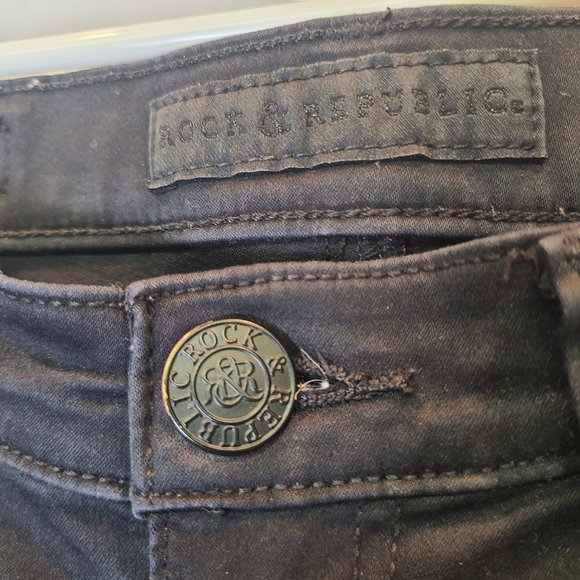 Rock & Republic Berlin Skinny Jeans Black Wash Womens 6 - Picture 6 of 9